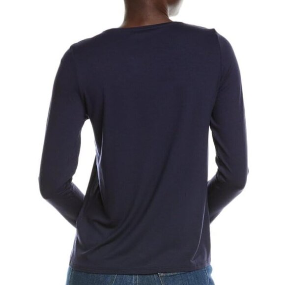 Eileen Fisher Long-Sleeve Lounge Jersey Tee Shirt, Midnight Blue - Picture 2 of 2